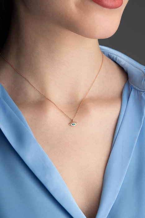 Heliophilia Silver Collar de Plata de Ley 925 con Baño de Oro Rosa y Circón